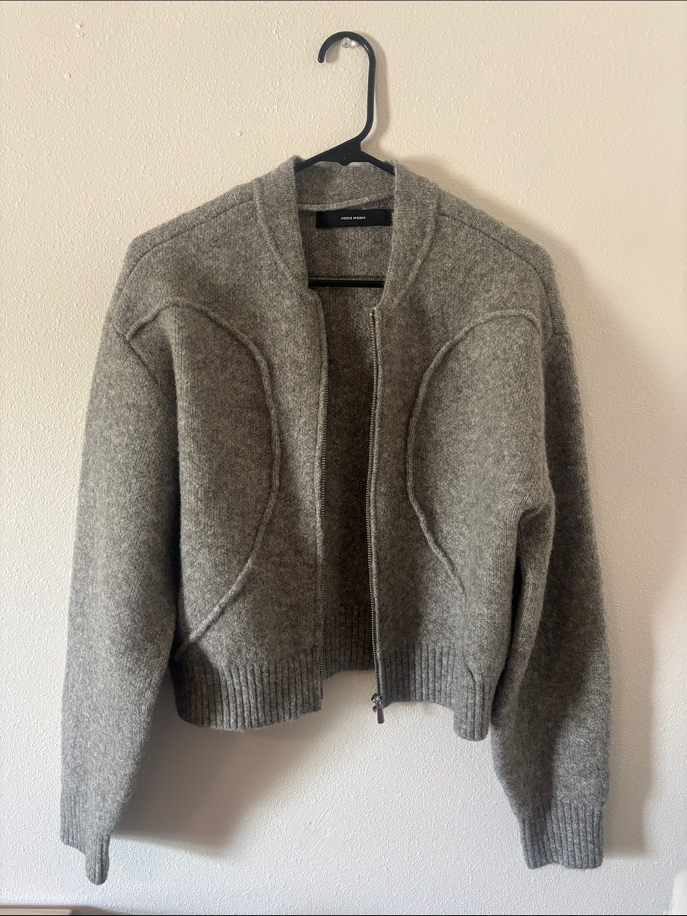 Vero Moda Heather Gray Zip-Up Wool Blend Jacket